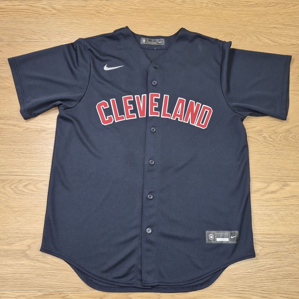 Nike MLB Cleveland Guardians Shane Bieber #57 Blue Baseball Jersey Mens Size L